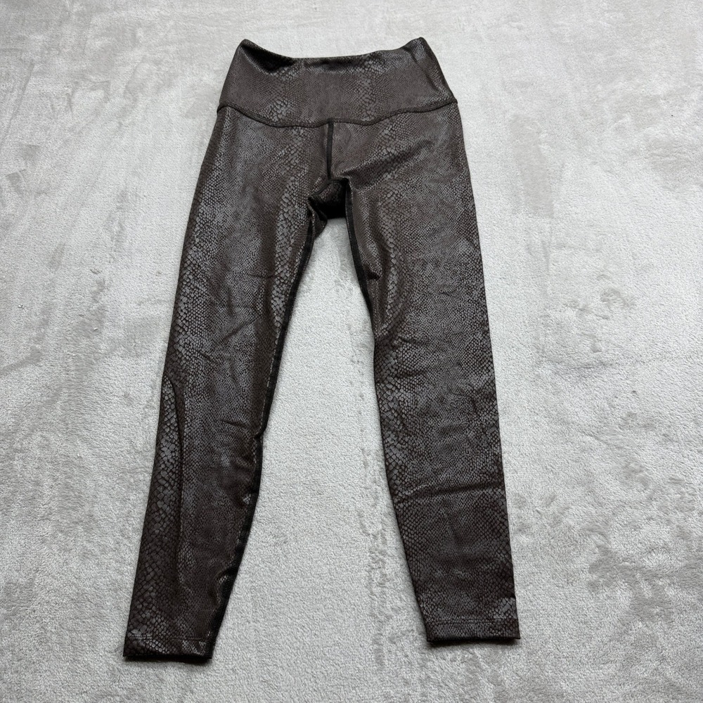 Beyond Yoga Leggings Womens Small Brown Metallic Snakeskin High Waisted Cropped
